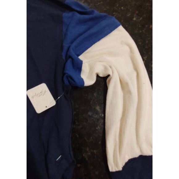 CARE FP WOULD YOU RATHER FREE PEOPLE TEE L/S NWT SZ M NAVY - Picture 4 of 13